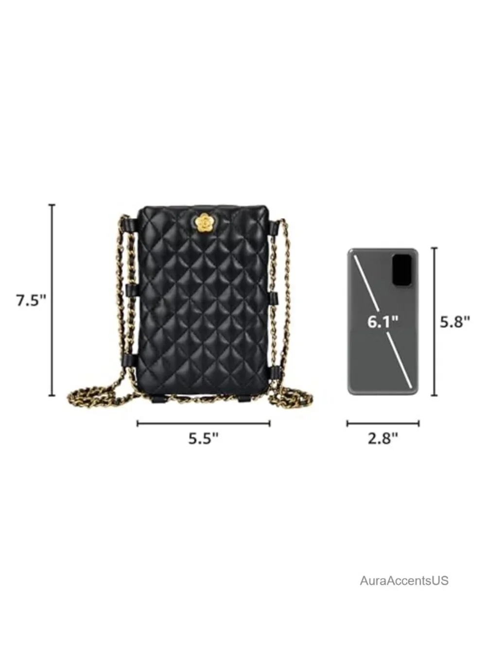 Small Quilted Crossbody Cell Phone Purse PU Leather Adjustable